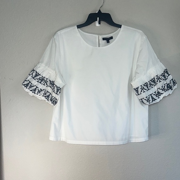 Banana Republic Tops - Banana Republic White Blouse with Black Embroidery